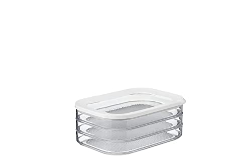 Mepal - Boîte de Conservation Charcuterie Modula 3 Couches - Boîte de Stockage avec Couvercle - Convient pour Conserver Produits Carnés - 3 Boîte de Rangement Séparées - 3 x 550 ml - Blanc