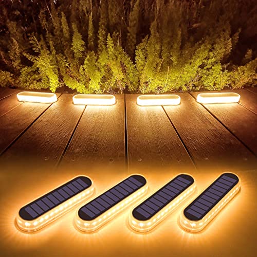 Lacasa 4pcs Lampe Solaire Extérieur Sol Blanc Chaud 2700K 40LM LED Lumiere Solaire Decoration Terrasse Exterieur, Étanche IP68 Auto On/Off Éclairage pour Chemins Jardin Escalier Allée Patio
