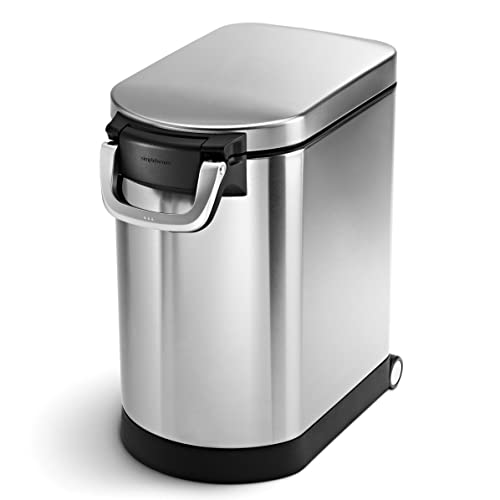 simplehuman CW1887 conteneur à croquettes pour chien, 25 litres 12 kg moyen, rangement hermétique anti-odeurs, contenant à nourriture pour animaux, acier inoxydable brossé