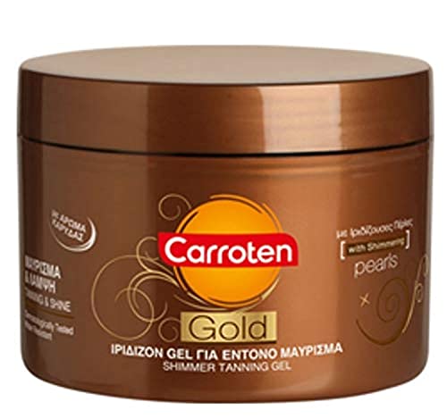 Carroten Intensive Tanning Gel GOLD 150ml - Accelerateur de Bronzage - Huile de Bronzage - Activateur de Bronzage - avec Perles Paillettes - SPF0