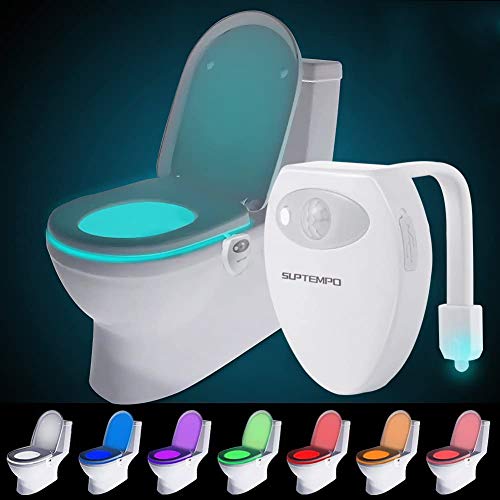Lampe de toilette Veilleuse LED Detecteur de mouvement Eclairage Plastique WC / Salle de Bain / Cuvette 8 Changements de Couleur