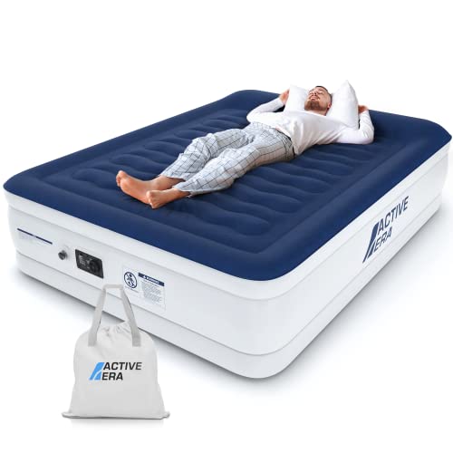Active Era Matelas Gonflable 2 Personnes, Pompe Électrique Intégrée, Oreiller surélevé avec Technologie I-Beam, Matelas pneumatique pour l’extérieur et Le Camping - 203 x 152 x 56 cm