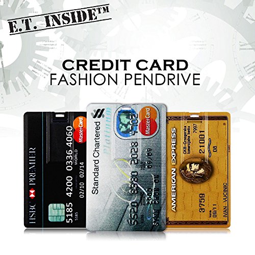 E.T. INSIDE™ 3 Pièces Clé USB 32 Go Lecteur Flash USB Carte de Crédit Visa MasterCard Cadeau