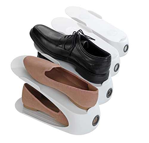 WENKO Porte-chaussures blanc lot de 4 pièces, Polypropylène, 11.5 x 15 x 29 cm, Blanc