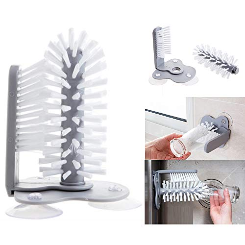 Xinlie Nylon Tube Brosses Tuyau Brosses de Nettoyage Tasse à Pinceau Double Face Brosse de Verre Avec Double Face Brosse en Verre Coupe Brosse Cleaner avec Ventouses Bouteille en Verre Ddebout Cleaner