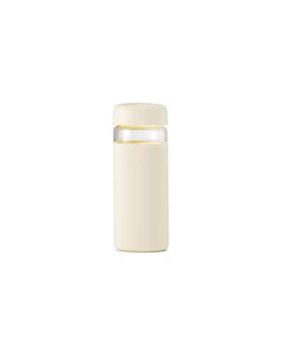 W&P Porter Bouteille en verre à large goulot avec manchon de protection en silicone | Crème 473 ml | À emporter | Bouteille réutilisable | Portable et légère | Passe au lave-vaisselle