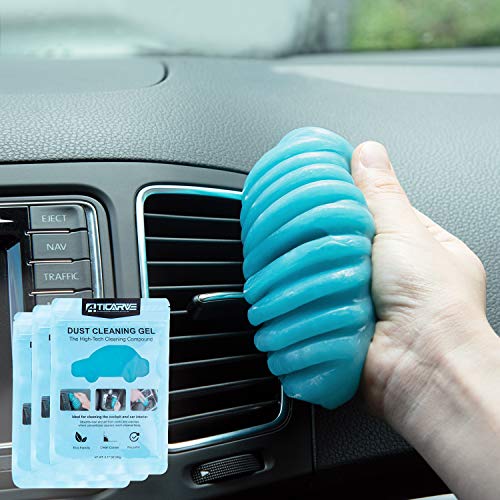 TICARVE Lot de 3 gels nettoyants pour l'intérieur de la voiture, doux et flexible pour clavier, en pâte de nettoyage écologique, nettoyant universel pour voiture, bureau et maison