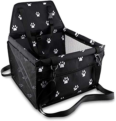 ausuky Panier de siège de voiture pliable pour animal domestique avec laisse de sécurité à clipser (noir)