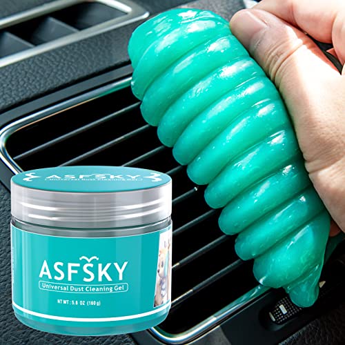 ASFSKY Gel Nettoyant Voiture Nettoyeur Clavier Slime Nettoyage pour Intérieur, Nettoyer la Poussière Cleaning Gel pour Ordinateur, Imprimante, Appareil Photo (Vert)