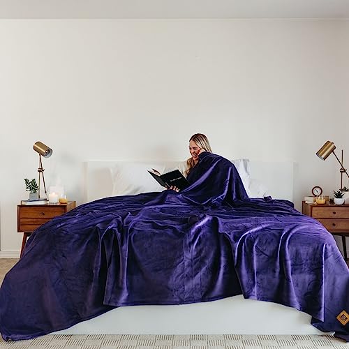 Big Blanket Co Original Stretch Purple | 10' x 10' Extra Large Throw Blanket | Soft, Cozy Outdoor Blanket for Summer and Giant Picnic Blanket | Machine Washable & Temperature Regulating