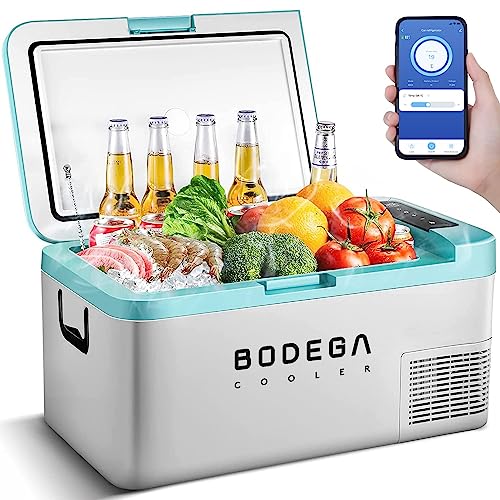 BODEGA 20L Glacière à Compresseur, Glacière Electrique, 12 V/24V et 100-240 V, -20℃ à 20℃, Pour Voiture, Camion, Bateau, Camping-Car, Contrôle APP