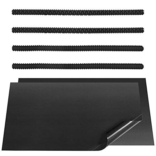 DanziX Lot de 4 protecteurs de grille de four en silicone noir + 2 revêtements de four antiadhésifs pour garder le four propre et protéger contre les brûlures et les cicatrices