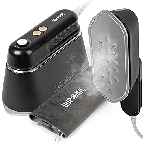 Duronic HS90 Fer à Repasser de Voyage Portable | Utilisation horizontale et verticale | 2 fonctions vapeurs | Poignée rétractable | Compact et léger pour déplacements | Sacoche, base et cruche