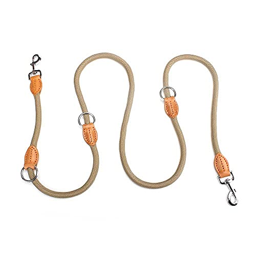 LEEYAN Collier de chaîne Multifonction Double Laisse P Deux laisses de Chien Corde de Chien attachée réglable en Nylon pour la Formation de Chien mène des Fournitures pour Animaux de Compagnie