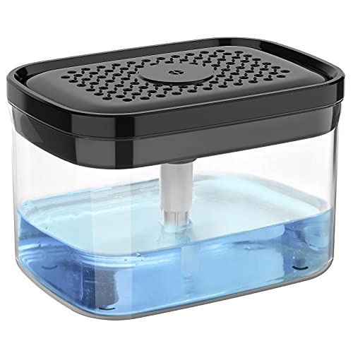 MR.SIGA Distributeur de Savon à Vaisselle pour Cuisine, Distributeur de Savon et Porte-éponge de qualité supérieure 2 en 1, Distributeur de Pompe à Savon à Vaisselle pour comptoir de Cuisine, Noir