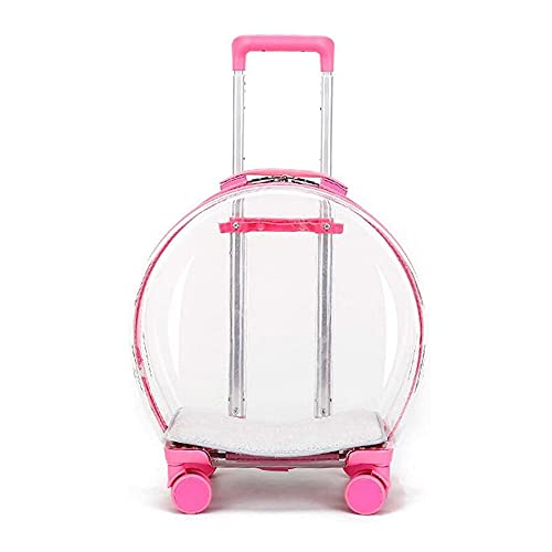 JINPENGRAN Sac à dos pour animal de compagnie, sac à dos respirant, cage pour chat, cage pour animal de compagnie, valise transparente panoramique (couleur : bleu), rose