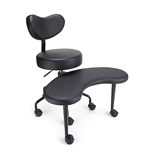 Pipersong Chaise de méditation flexible avec pieds croisés, support lombaire et tabouret réglable - Design ergonomique pour de multiples positions assises (noir)