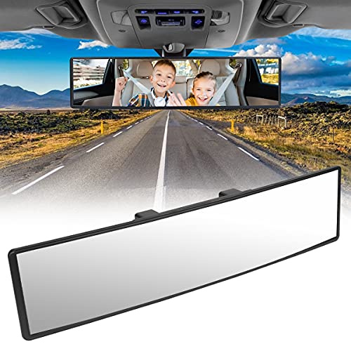 URAQT Rétroviseur de Voiture, Intérieur de Voiture Universel Rétroviseur Remplacement Panoramique, Grand Angle Rétroviseur Miroir Auto Intérieur Voiture Anti-éblouissement Vue Arrière Miroir 310x74mm