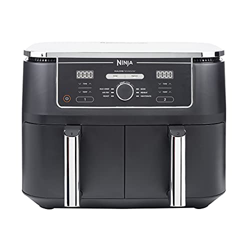 NINJA Friteuse sans huile Dual Zone Foodi MAX [AF400EU], capacité de 9,5 l, 2 tiroirs, 6 modes de cuisson, Noir