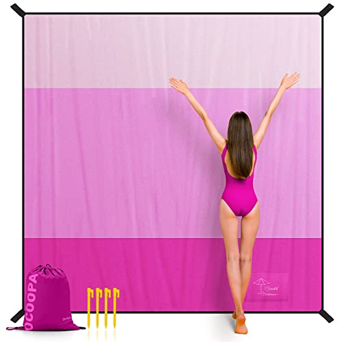 OCOOPA Couverture de Plage 210 x 200cm Grande, imperméable, résistante au Sable, Couverture de Pique-Nique, pour Le Voyage, Le Camping, Les Vacances, etc.