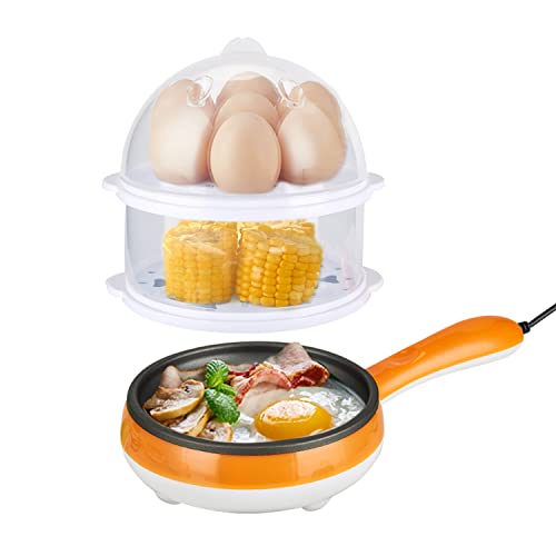 Poêle Electrique, Mini Poêle à Frire Antiadhésive Multifonction, Avec Poignée Anti-Brûlure, œuf à Double Couche, Chaudière à Vapeur Pour le Petit-Déjeuner, Prise Ue 220V