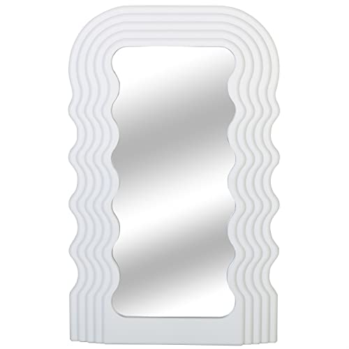 Simmer Stone Miroir mural esthétique avec cadre irrégulier miroir mural décoratif pour salon chambre à coucher couloir décoration d'intérieur cadeau d'anniversaire pendaison de crémaillère (blanc)