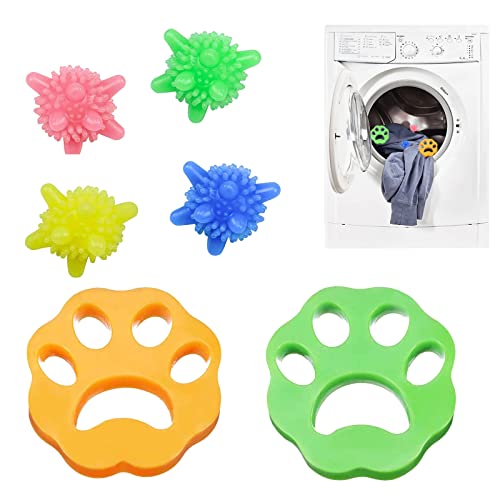 CBROSEY Attrape Poils Machine a Laver,Boule Anti Poil Machine à Laver,Vêtements Épilateur pour Machine à Laver, Réutilisables pour Enlever Les Poils, Anti-Peluches pour lessive,Pet Hair Catcher,6PCS
