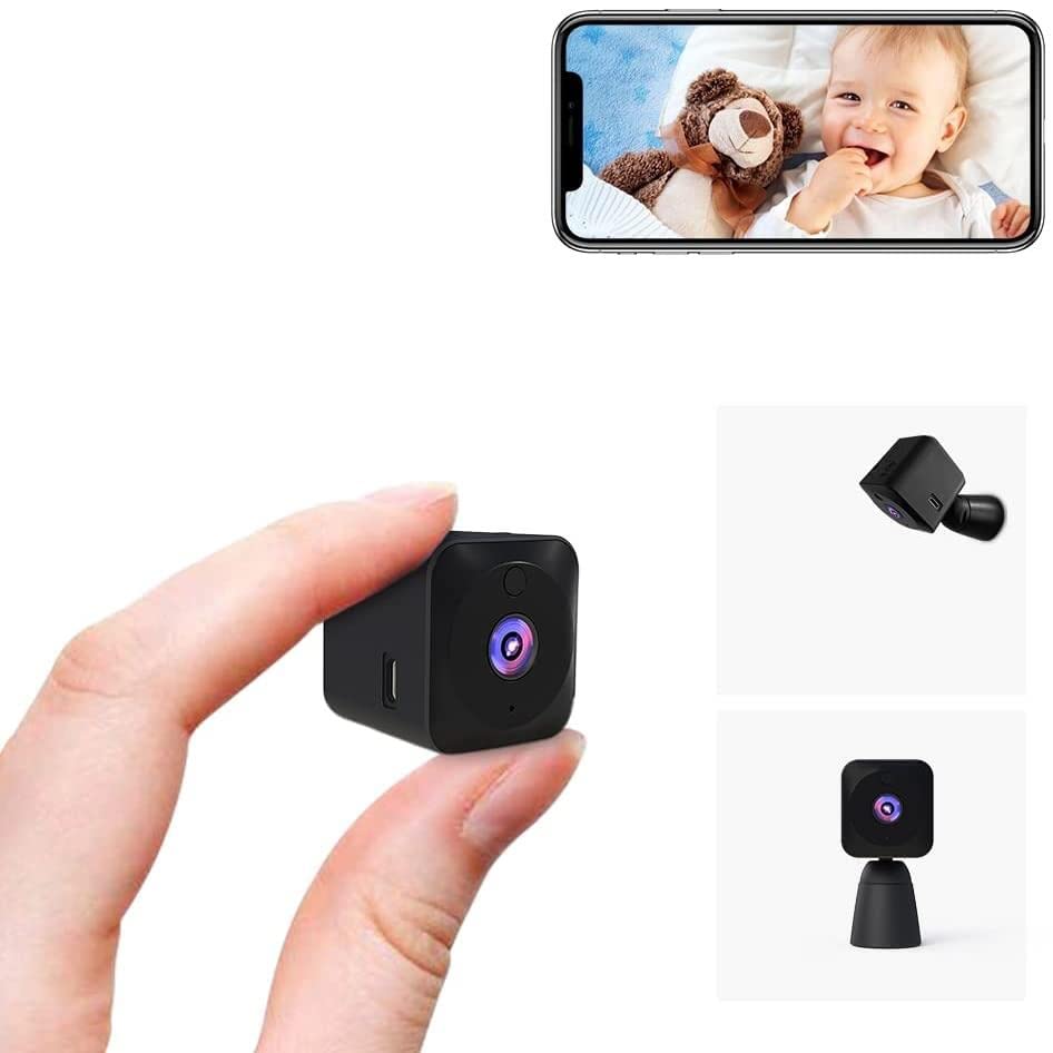 aobo Camera Espion,4K HD Mini Caméra Surveillance Interieur sans Fil Enregistrementavec WiFi Detecteur Mouvement Spy Cam Vision Nocturne Micro Camera Noir 1 Unité (Lot 1)