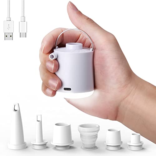 Gonfleur Électrique Rechargeable, Pompe à air Portable avec Lumière LED, Gonfleur/Dégonfleur avec 5 Buses pour Matelas Gonflable, Piscine, Bouée, Bateau Pneumatique, Anneau de Natation