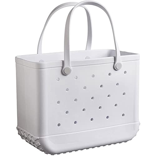 LIUXR Sac de Plage en Caoutchouc étanche au Sable extérieur Sac fourre-Tout Portable Sac de Voyage Plage Sport Sac à Main pour la Plage Bateau Piscine Sports (Color : White, Size : M)