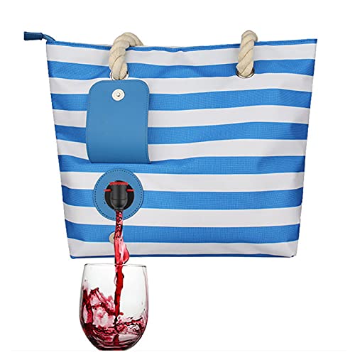 Sac à vin de plage, sac à vin avec compartiment isotherme, réservoir à vin et distributeur caché, peut contenir 1,5 l de boisson, grande capacité pour vin, extérieur, plage, fête, pique-nique