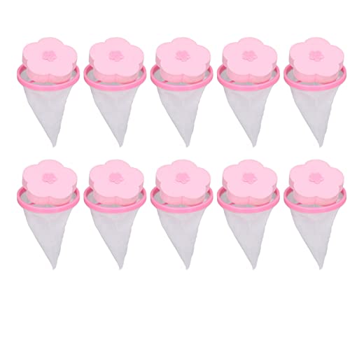 YUMILI Lot de 10 Sacs filtrants pour Lave-Linge réutilisables flottants pour Lave-Linge, Rose/Bleu.(Rose)