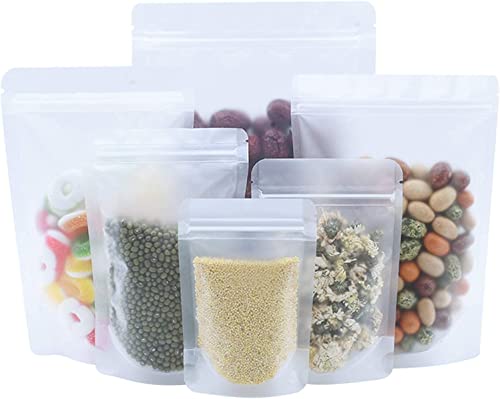 Lot de 100 sacs alimentaires refermables - Mat transparent - Avec fermeture éclair - 10 x 15 cm