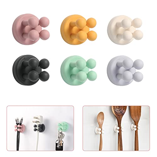 WEKIWGOT 6 Pièces Porte Brosse à Dents Mural, Multifonctionnel en Silicone Auto-Adhésif étanche Support de Brosse à Dents Électrique Mural pour Salle de Bain Cuisine Salon Bureau