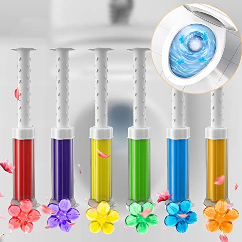 Disc WC Nettoyant, Bloc Sans Cage Nettoyant, Parfum Toilette WC, Nettoyant Toilette, Desodorisant WC, Gel de Tampon de Fleur de Toilette, Prévient Le Dépôt De Calcaire (6 Couleurs)