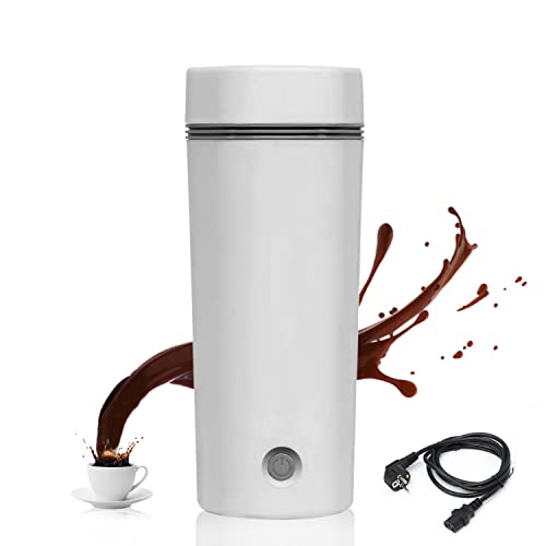 leiruo Bouilloire électrique de voyage 3 en 1 Mini Bouilloire et Mini Thermos 304 Bouilloire en Acier 350 ml Mini tasse chauffante portable Arrêt automatique pour Thé, Lait, Café (Blanc), AQYUT578
