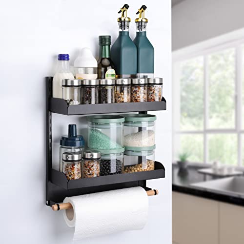 Toski Étagère magnétique pour réfrigérateur，Porte-épices magnétique pour réfrigérateur，Etagere Magnetique Frigo Pliable，Organisateur de réfrigérateur de Cuisine Peu encombrant