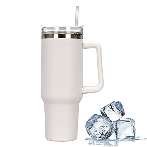 1182ML 40OZ Mug Isotherme, Thermos Café avec poignée et Paille Tasse à Café Acier Inoxydable Tasse Isotherme Voyage double isolée sous vide avec Couvercle, Verres à Boire Réutilisables