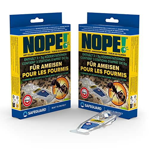NOPE! Boite à appât Anti Fourmis - Piège à Fourmis intérieur et extérieur - Gel Anti-Fourmis - Poison détruisant la foumilière entière (6x5g)