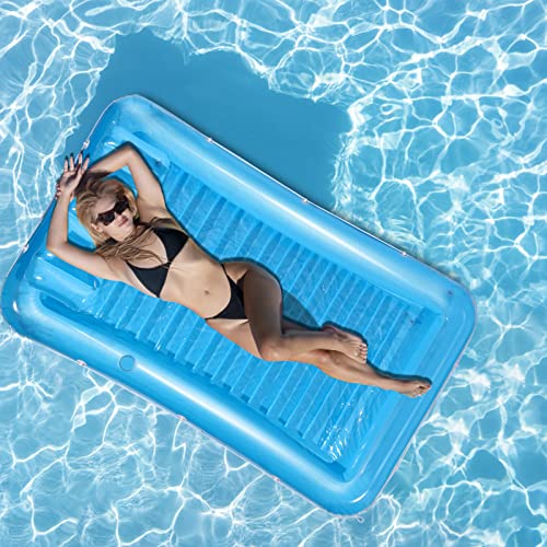 Masthome Piscine de Bronzage Gonflable, Matelas Gonflable, Piscine Gonflable avec Coussin Amovible, lit de Natation Gonflable pour fête d'eau d'été en Famille, Bleu