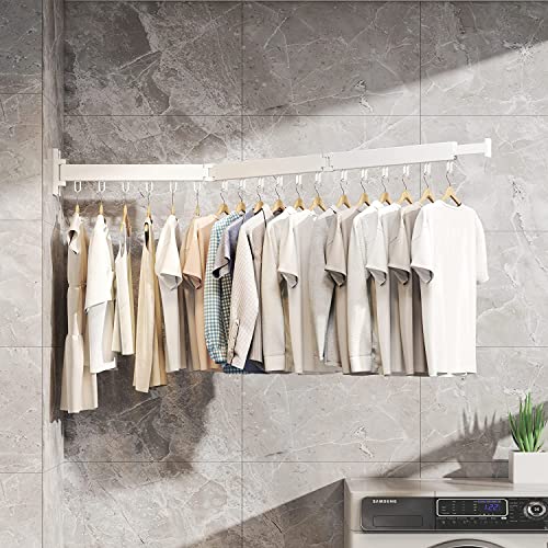Honeyhouse Étendoir Mural, 3 Étages Cintre Mural Support de Séchage 120cm avec 18 Crochets,Porte-vêtements Pliable Mural pour Balcon, Linge, Armoire, Cuisine, Salle de Bain, Chambre à Coucher
