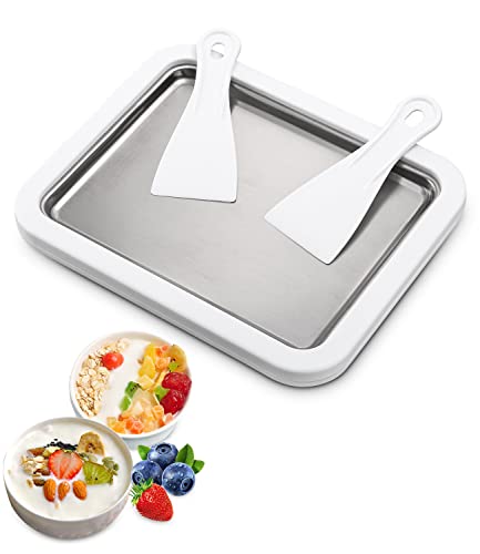 Machine à Crème Glacée Instantanée, Plaque à glace roulée, Mini Machine à Yaourt Frit Machine à Crème Glacée à Fruits Roulés Non Débranchée Fait Maison Plaque à Glace Aux Fruits pour Gelato, Sorbet,