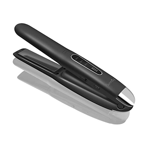 SUNMAY Voga Fer à lisser et Boucler Sans fil 2 en 1, Fer Plat Portable Rechargeable par USB, Mini Lisseur de Voyage Sans fil avec 3 Niveaux de Temps Réglables, Batterie 4800mA - Noir