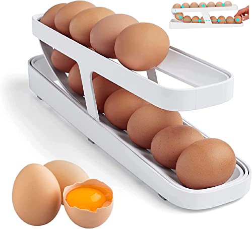Rangement Oeuf Frigo, Egalit Organisateur D'œufs Pour Réfrigérateur, Distributeur D'oeufs Roulant Pour Réfrigérateur, Support À Œufs À 2 Niveaux Pouvant Contenir 12 À 14 Œufs