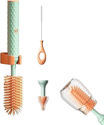 Electric Bottle Brush, Electric Bottle Cleaning Brush, Silicone Bottle Cleaning Brush with Baby Bottle Holder, Straw Cleaner Brush, Travel Baby Cleaning Tool for Moms (Green)