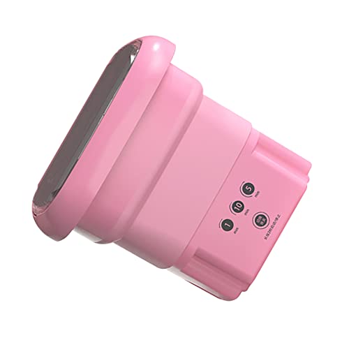 Mini Machine à Laver, Mini Laveuse avec Essorage à Sec, Panier de Vidange, Seau de Lavage Portable Pliable pour Chaussettes, Sous-Vêtements US 110 V‑220 V (Rose)