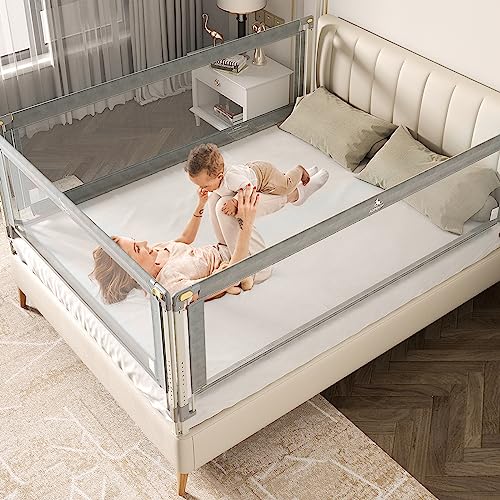 Aomdom Barriere de lit Enfant 140cm, 11 Niveaux de réglage de Hauteur, Gardien de Rails de lit pour Les Tout-Petits pour Les Tout-Petits pour Les berceaux, lit Double